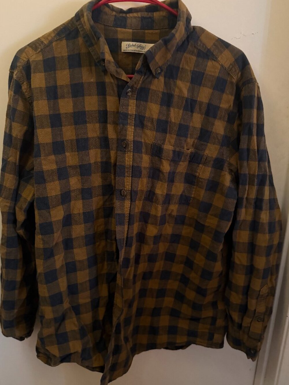 Faded Glory Plaid Flannel Shirt M L
